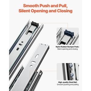 Glissières de tiroir à roulement à billes à extension complète de 22 pouces, 10 paires, capacité de charge de 100 lb, rails robustes à montage latéral pour commodes et armoires - Product Image 5