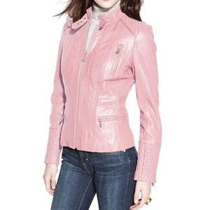 New <b>Women's</b> <b>Light</b> Green Genuine Lambskin Leather Biker <b>Jacket</b> 2026 Best <b>Women</b> Leather <b>Jacket</b> With OEM Wholesale Service - Product Image 5