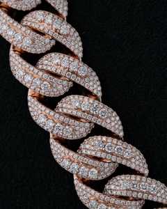 Cadena Cubana con Cierre de Diamantes Cultivados en Laboratorio, Plata 925, 20mm, Pesada, 420g, Bicolor, Chapada, con Eslabones Engastados, 70ct, Venta al por Mayor B2B - Product Image 6