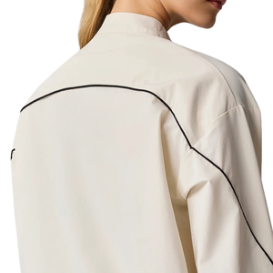 White Women's Lightweight Full Zip Jacket Long Sleeve Casual Outerwear with Stand Collar for Travel Outdoor and Everyday Wear - Product Image 4