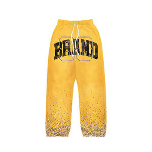 Custom Rhinestone Tracksuit Set Heavyweight Fleece Zip Up <b>Hoodie</b> Jogger Pants Winter Streetwear - Product Image 4