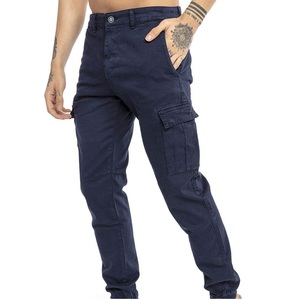 Pantalones cargo personalizados 100% algodón, corte relajado, cintura elástica, estilo baggy, múltiples bolsillos, lavado ácido, estilo táctico, para hombre. - Product Image 3