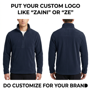 Men Polar Fleece <b>Running</b> <b>Jacket</b> 240 GSM Brushed Full Zip Stand Collar Dark Brown Custom Logo Woven Patch Embossed Waterproof - Product Image 6