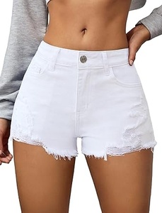 Men's High Waist <b>Ripped</b> <b>Denim</b> <b>Shorts</b> Solid <b>White</b> Washed Casual Button Fly <b>Short</b> <b>Shorts</b> Cotton Woven Breathable Style - Product Image 4