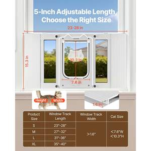 Porte pour animaux de compagnie en aluminium avec cadre en aluminium, verre haute transparence, fermeture magnétique, montage rapide, 4 modes de verrouillage sécurisés, fenêtre - Product Image 2