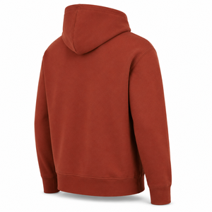 Vente en gros de sweat à capuche en molleton de coton épais orange pour homme, coupe oversize, streetwear, poche kangourou, hiver, personnalisable - Product Image 4