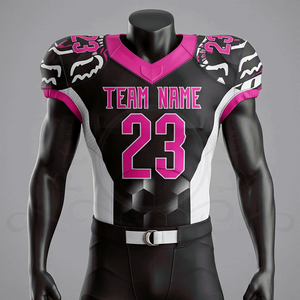Conjunto de Uniforme de Fútbol Americano para Hombre, Negro y Rosa, Cuello en V, Sublimado, Transpirable, Ajustado, Manga Corta, Número de Equipo 23 - Product Image 2