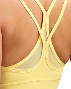 Women's Yellow Seamless <b>Racerback</b> Sports Bra Medium Support Yoga <b>Top</b> Scoop Neck Solid Color Spandex Polyester - Product Image 4