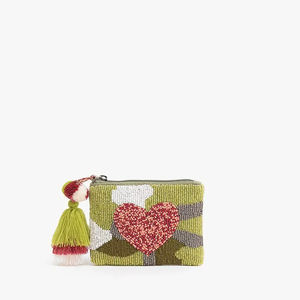 Porte-monnaie perlé fait main pour femme, petite pochette motif cœur, mini sac bohème à fermeture éclair, portefeuille personnalisé tendance, pochette pour femme, cadeau - Product Image 1