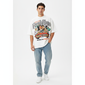 T-shirt surdimensionné pour homme FreakShow Club855 avec imprimé de dessin animé, col rond, manches courtes, style streetwear d'Atlanta, tissu jersey - Product Image 3