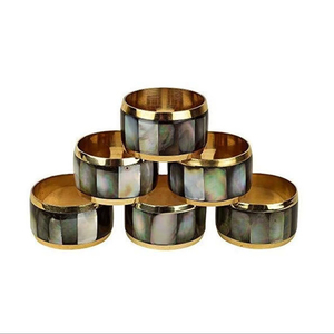 แหวนรองผ้าเช็ดปากทองเหลืองดีไซน์ล่าสุด แหวนรองผ้าเช็ดปากโลหะฝังมุก แหวนรองผ้าเช็ดปากสแตนเลส ราคาสุดคุ้ม - Product Image 1