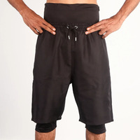 Shorts de sport islamiques pour hommes, personnalisables avec logo, à taille mi-haute, en polyester/nylon, séchage rapide, avec cordon de serrage, couvrant le bas des jambes (Awrah)