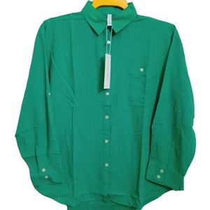 Chemise à manches longues pour homme en satin 100% coton, col rabattu, fermeture à bouton unique, décontractée, formelle, motif uni, respirante - Product Image 3