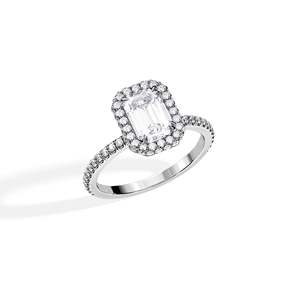 Women's Emerald Cut Diamond Engagement Ring 14k Gold plated Prong Setting floral Geometric Style - Product Image 3