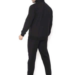 Ensemble de survêtement pour homme noir à blocs de couleur, col montant, sweat-shirt zippé et pantalon, tenue décontractée d'automne en molleton tricoté FRENCH TERRY - Product Image 3