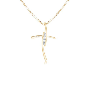 Pendentif minimaliste en diamant de laboratoire taillé en croix avec accent pavé, or 10K/14K/18K, argent 925/935, plaqué rhodium, pour anniversaire de mariage - Product Image 3