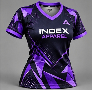 Maillot de football pour femme iINDEX APPAREL, col en V, manches courtes, ajusté, sublimé, rose, noir, blanc, anti-transpiration, toutes saisons - Product Image 3