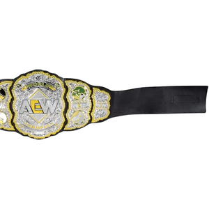 Ceinture de champion du monde de lutte AEW avec emblèmes argentés et dorés, qualité supérieure, ceinture de titre en cuir personnalisable - Product Image 4