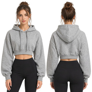 Fabricant de sweats à capuche courts pour femmes en marque privée, fournisseur en gros de sweats courts pour les marchés américain, britannique et européen, vêtements de mode. - Product Image 6