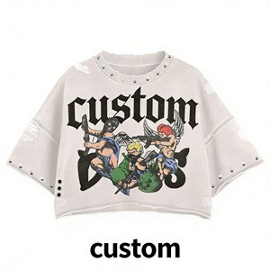 Custom State 2026 Printed <b>Crop</b> <b>Top</b> & Denim Shorts Set Men Streetwear Summer Two-Piece Outfit - Product Image 4
