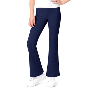 Leggings évasés pour enfants en coton et élasthanne beige, taille élastique, pantalon d'uniforme scolaire pour filles - Product Image 5
