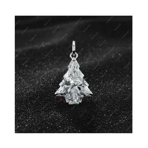 Colgante y Dije de Plata de Ley 925 con Diamante Cultivado en Laboratorio de 1 Quilate, Certificado GIA IGI, DEF VVS VS, Diseño de Árbol de Navidad, Regalo - Product Image 1