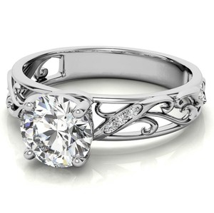 Round Cut <b>Solitaire</b> Moissanite <b>Ring</b> 925 Sterling <b>Silver</b> White Gold Plated Luxury Classic Engagement Wedding Promise Bridal <b>Ring</b> - Product Image 4
