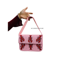 Bolsa Personalizada para Fichas de Mahjong con Rayas y Cuentas, Bolsa de Hombro de Lona Ecológica de Verano con una Sola Correa para Transportar Dados