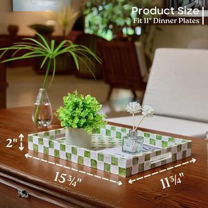 Home Designer Wooden Resin Serving Stripped Patterned Server for Breakfat Platter Coffee Decorative Tray for Home Office Kitchen - Product Image 4