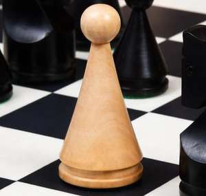 ชุดหมากรุกวินเทจ ศตวรรษที่ 19 รูปทรงกรวย ตัวหมากรุกเคลือบสีดำและทำจากไม้บ็อกซ์วูดธรรมชาติ ขนาดกษัตริย์ 4.09 นิ้ว ราคาถูก - Product Image 5