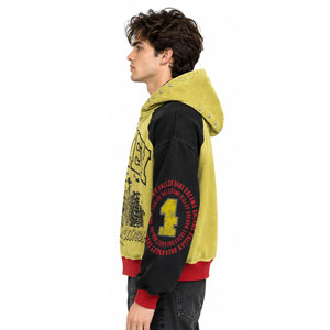 Valley Dreams <b>Men</b> Hoodie Raglan Sleeve Zip-Up Fleece Casual Hooded <b>Sweatshirt</b> <b>Black</b> Yellow Red 100% Cotton Winter Wear Hoodies - Product Image 4
