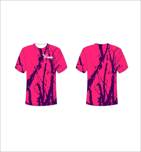 เสื้อยืดแขนสั้นแบบสั่งทำพิเศษ น้ำหนักเบา เหมาะสำหรับออกกำลังกาย พร้อมลายพิมพ์กิ่งไม้แบบนามธรรมสีชมพูร้อนและสีม่วง - Product Image 1
