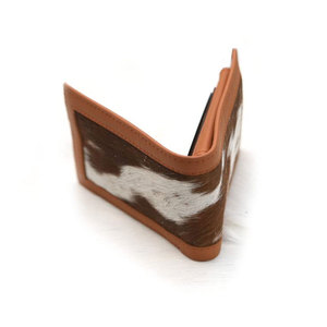 Portefeuille vintage en cuir de vachette avec fermeture éclair, imperméable, compact, léger, design fin, motif logo, plusieurs emplacements pour cartes, 2 volets, unisexe - Product Image 1