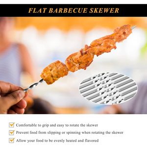 Portable 50-Piece 14.8\" Metal Kabob Skewers Set Flat <b>BBQ</b> Barbecue Reusable Grilling Tools - Product Image 3