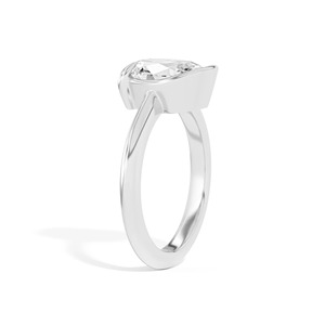 Bague de fiançailles, de mariage et d'anniversaire en or massif 14 carats avec diamant taille émeraude ovale inclinée Ando, certifiée IGI, cadeau de luxe - Product Image 4