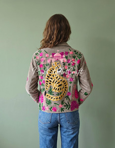 Handcrafted Woven Velvet Tiger Embroidered <b>Quilted</b> Jacket Artisanal Rajasthani Festive Winter Boho Breathable Eco-Friendly Thick - Product Image 3