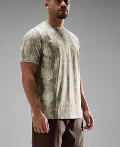 T-shirt à manches courtes pour homme, col rond, coupe classique, en tissu tricoté respirant, imprimé tie-dye, 100% polyester, tricoté sur mesure - Product Image 5
