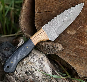 Couteau de chasse OEM en acier Damas de haute qualité, personnalisable, à pointe tombante, droit, multifonctionnel pour usage extérieur, vente en gros - Product Image 5