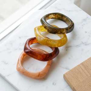 Handmade H a CRAFT Women's Classic Party <b>Resin</b> Bangles Bracelet with Carved Floral Design - Product Image 1