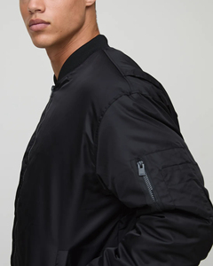 Blouson Bomber Vintage en Nylon Personnalisable avec Logo, Fermeture Éclair Intégrale, Couleur Unie, Col Montant, Coupe-Vent pour Homme, Style Urbain - Product Image 3