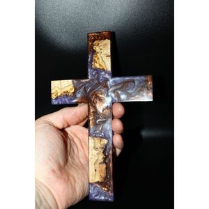 Panneau mural en bois avec croix en résine pour la méditation sur la prière et la foi, pour la réflexion spirituelle - Product Image 2