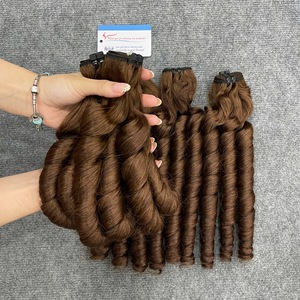 Luxury Bouncy Curly Bounce Brown Hair Weft Remy Vietnamese Human Hair Bundles Hair Extensions <b>Machine</b> Double Weft ThanhanHair - Product Image 2