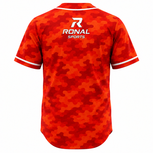 Camiseta de Béisbol de Camuflaje Roja para Hombre RONAL SPORTS, Manga Corta, Cuello Redondo, Transpirable, Ropa Deportiva de Poliéster para Todas las Temporadas - Product Image 2