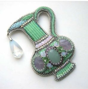 Artisan Embroidered Brooch with Crystal Beads and <b>Sequins</b> Vintage Inspired Handmade Beaded Brooch for Jackets and Coats - Product Image 2