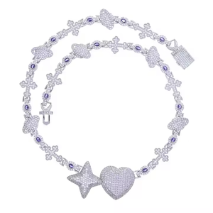 Collar de Cadena Cubana con Moissanita VVS de Corte Redondo Personalizado, Estilo Hip Hop, Oro Blanco, Plata 925, Joyería Fina para Hombre - Product Image 3