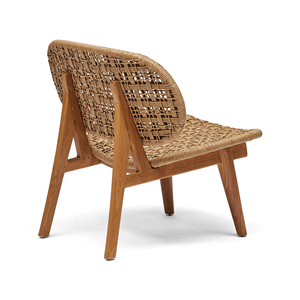 Lounge Chair Rattan Contemporary Outdoor Garden Sofa One Seat Aluminum Frame Durable Design Leg with Teak Wood - Capri - Product Image 3