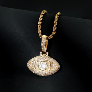 Colgante Ojo que todo lo ve, chapado en oro, plata 925, moissanita, estilo Hip Hop, amuleto de protección, colgante de buena suerte para hombre - Product Image 3