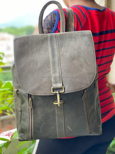 Real Handmade Vintage Crunch Leather <b>Backpack</b> <b>Stylish</b> Rucksack Bag - Product Image 2