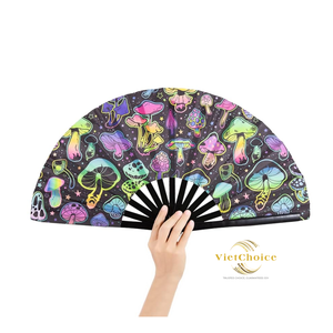 พัดไม้ไผ่พับได้ VietChoice ลายเห็ดหลากสี พัดมือพกพา ลายการ์ตูน - Product Image 1