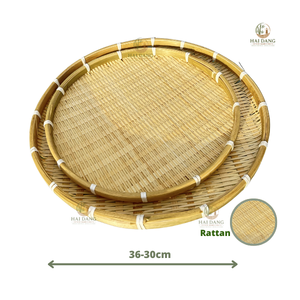 Bandejas de Bambú Natural para Presentación de Frutas de 30-36 cm, Bandejas Redondas Tejidas a Mano para Servir y Exhibir Alimentos, Vietnam - Product Image 1